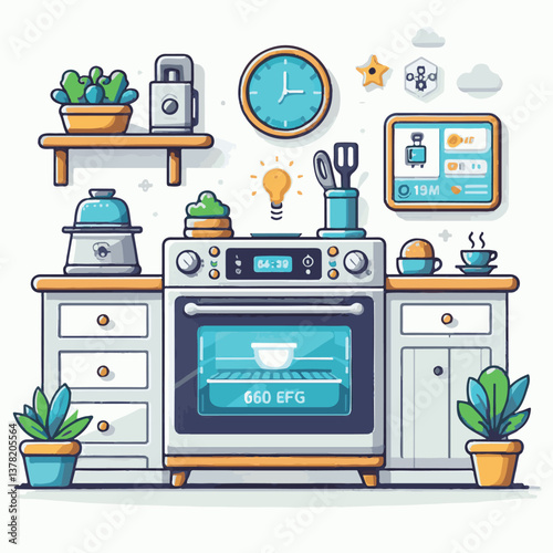 home, smart, oven, kitchen, technology, device, appliance, house, modern, equipment, cooking, phone, electric, control, screen, domestic, wireless, mobile, hand, digital, microwave, beautiful, automat
