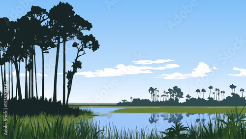 Vibrant Everglades National Park in Digital Artwork