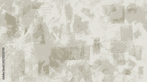 Beige background art, muted vector patterns, textured brush strokes on canvas, creating a serene composition inspired by calm minimalism and balance