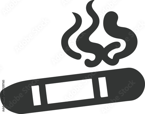 Simple Cigar Icon with Smoke Clouds Scale on Transparent Background