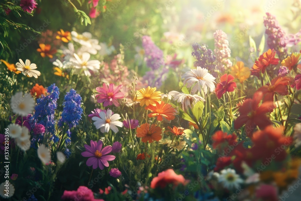 Garden filled with a variety of colorful flowers outdoors blossoms nature. Garden filled with a variety of colorful flowers outdoors blossoms nature.