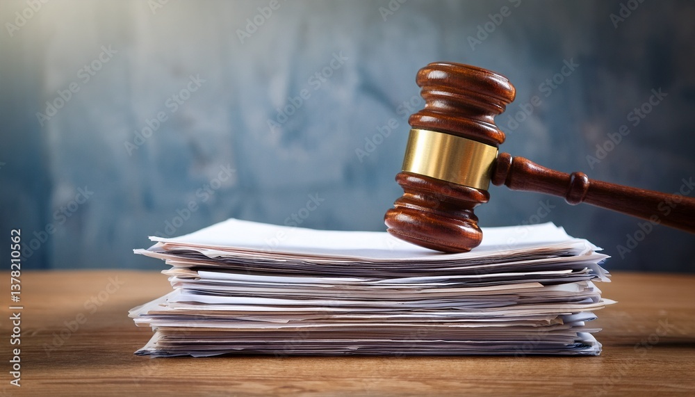 the gavel with documents stack the gavel with documents stack