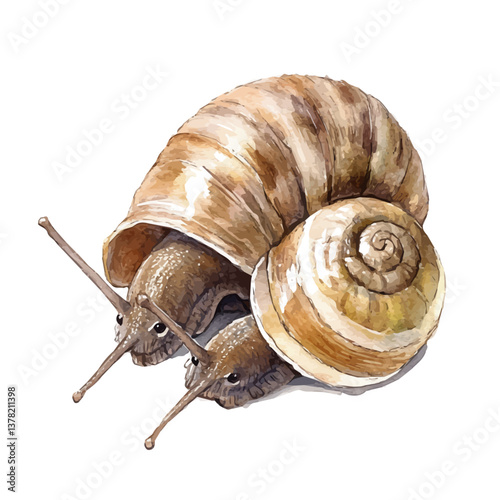 A watercolor vector painting of Escargots de Bourgogne, isolated on a white background.


