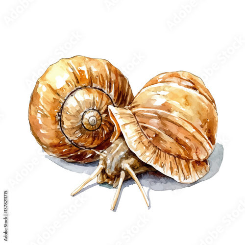 A watercolor vector painting of Escargots de Bourgogne, isolated on a white background.

