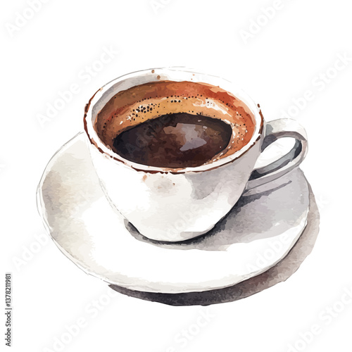 A watercolor vector painting of Espresso, isolated on a white background.

