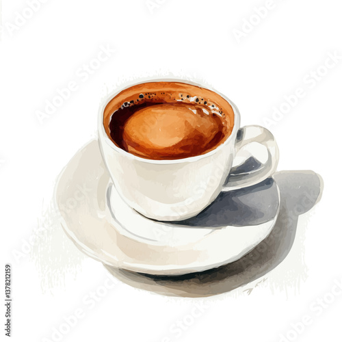 A watercolor vector painting of Espresso, isolated on a white background.

