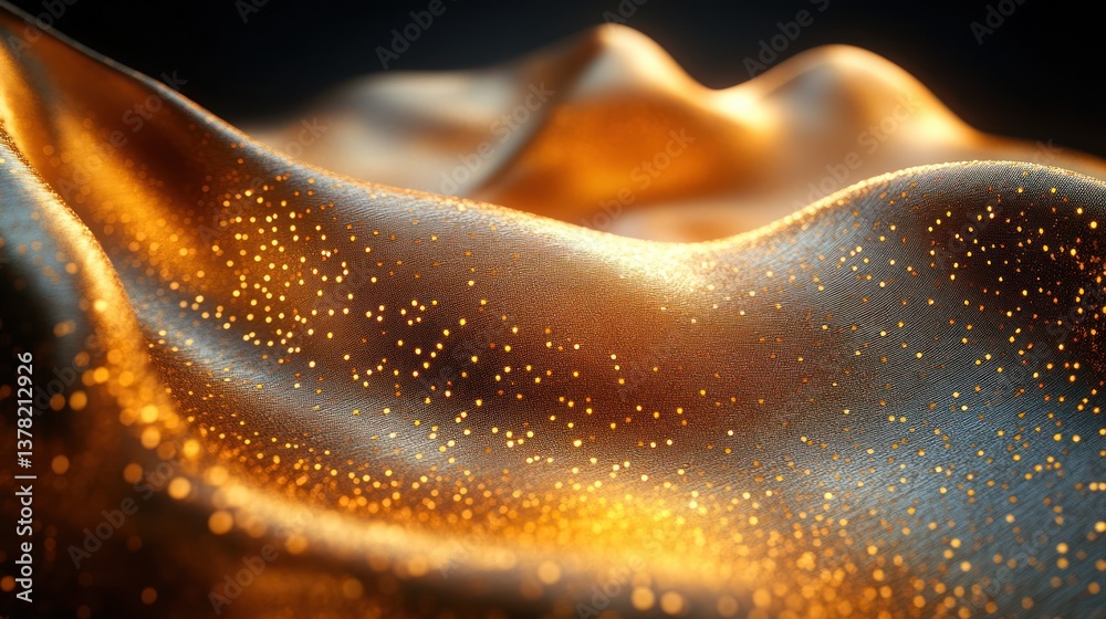 Golden fabric ripples, textured, studio shot, glowing background Golden fabric ripples, textured, studio shot, glowing background
