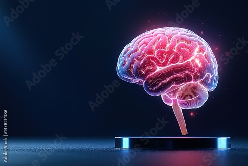 3D representation of a brain with vibrant colors on a dark background.