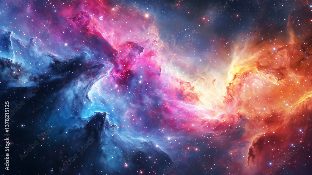 Obraz premium Vibrant Celestial Nebula with Cosmic Glow