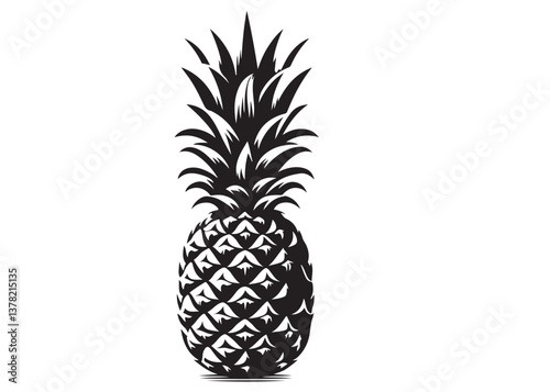 pineapple logo vector silhouette design, pineapple logo icon silhouette, pineapple tropical fruit, minimalist black silhouette of pineapple fruit isolated on white background