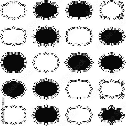 Collection of elegant vintage label frames and decorative shapes