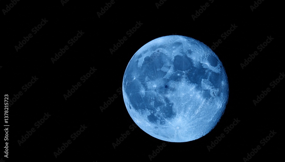 Obraz premium blue super moon isolated on black background