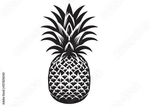 pineapple logo vector silhouette design, pineapple logo icon silhouette, pineapple tropical fruit, minimalist black silhouette of pineapple fruit isolated on white background