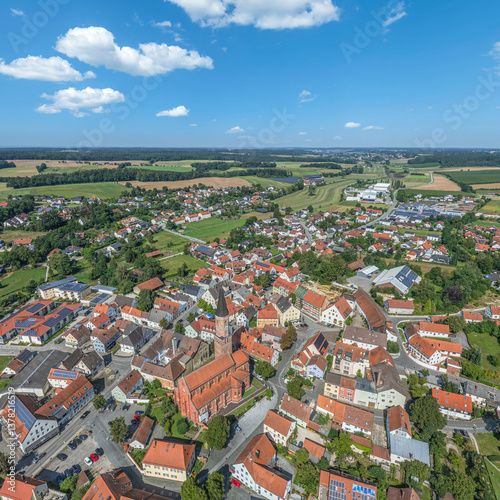 Obraz na płótnie Ausblick auf Pfeffenhausen an der Großen Laber in der östlichen Hallertau w salonie