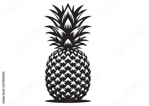 pineapple logo vector silhouette design, pineapple logo icon silhouette, pineapple tropical fruit, minimalist black silhouette of pineapple fruit isolated on white background