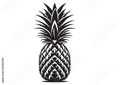 pineapple logo vector silhouette design, pineapple logo icon silhouette, pineapple tropical fruit, minimalist black silhouette of pineapple fruit isolated on white background