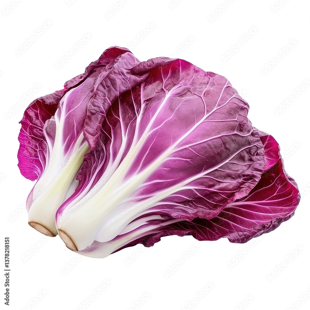 Obraz premium Purple Chinese cabbage with vibrant leaves isolated on a Transparent background perfect for culinary uses, purple chinese cabbage isolated on PNG background