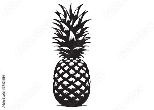 pineapple logo vector silhouette design, pineapple logo icon silhouette, pineapple tropical fruit, minimalist black silhouette of pineapple fruit isolated on white background