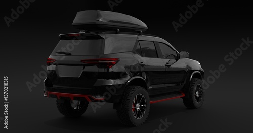 Realistic Car SUV Touring Isolated on Black Background. 3D Rendering
