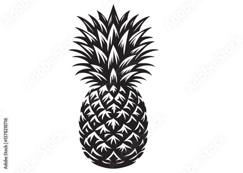 pineapple logo vector silhouette design, pineapple logo icon silhouette, pineapple tropical fruit, minimalist black silhouette of pineapple fruit isolated on white background