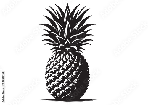 pineapple logo vector silhouette design, pineapple logo icon silhouette, pineapple tropical fruit, minimalist black silhouette of pineapple fruit isolated on white background