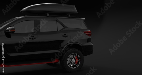 Realistic Car SUV Touring Isolated on Black Background. 3D Rendering