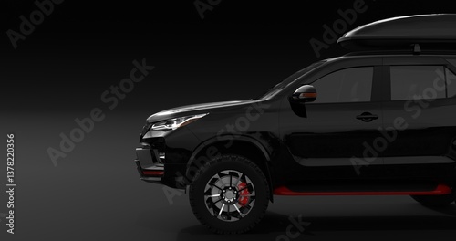 Realistic Car SUV Touring Isolated on Black Background. 3D Rendering