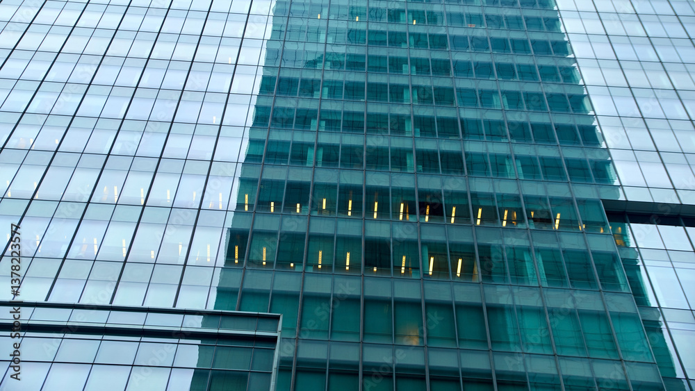 Reflections in the New York skyscrapers in the city center