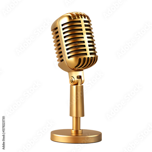 Golden Microphone. PNG. 