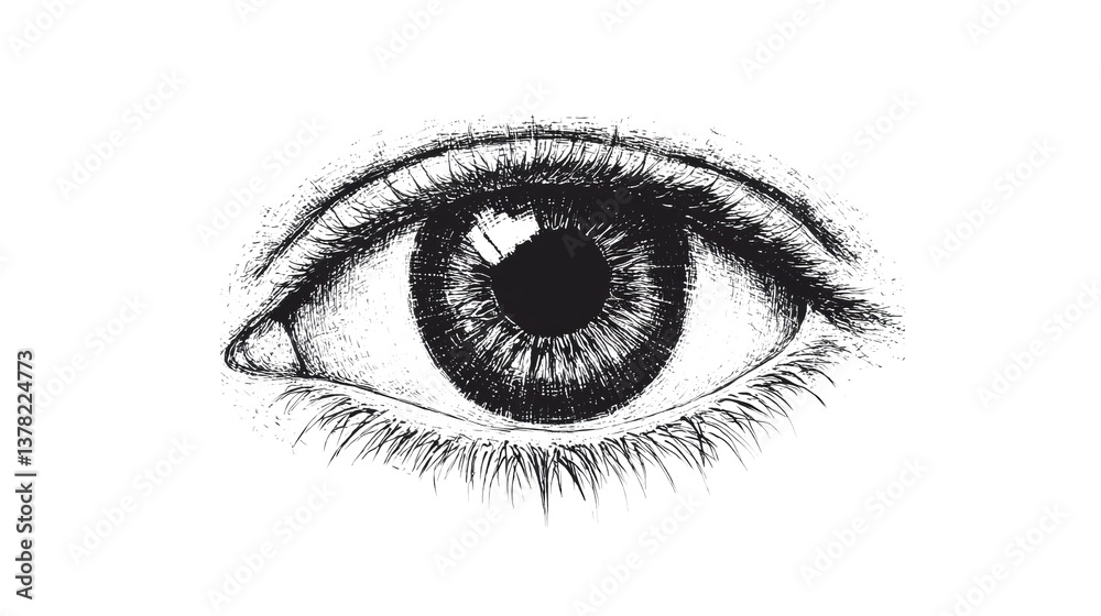 Single eye drawing with lashes and iris, cut out transparent Single eye drawing with lashes and iris, cut out transparent