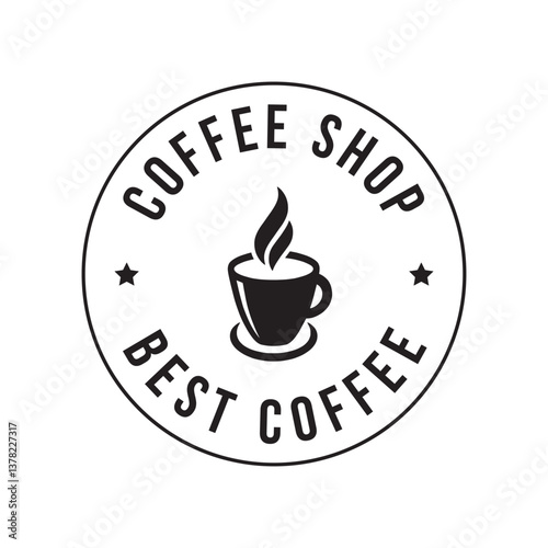 Vintage coffee shop logo template design concept. Minimalist coffee shop sign illustration, vector.
