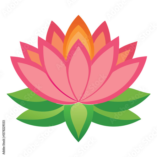 Detailed Lotus Flower with Gradients and Transparent Background