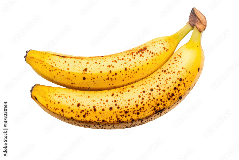 Two ripe spotted bananas on black background, cut out Two ripe spotted bananas on black background, cut out