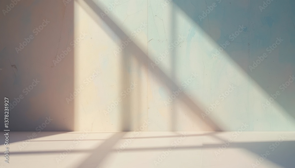 Fototapeta premium Dynamic play of light and shadow in a minimalist indoor space modern architecture photography calm atmosphere aesthetic viewpoint