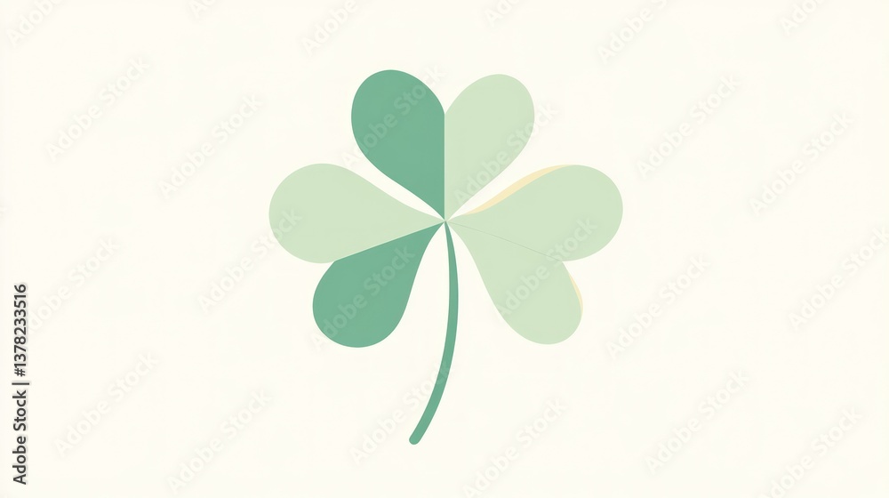 Minimalist FourLeaf Clover Illustration for Luck and Nature Themes Simple Design with Soft Gr Minimalist FourLeaf Clover Illustration for Luck and Nature Themes Simple Design with Soft Gr