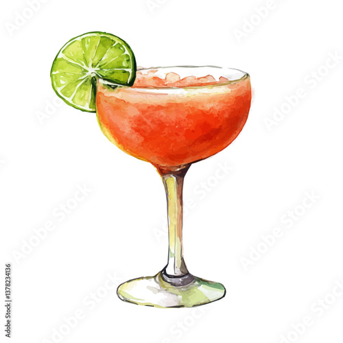 A watercolor vector painting of Frozen Daiquiri, isolated on a white background.

