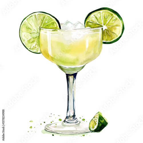 A watercolor vector painting of Frozen Margarita, isolated on a white background.

