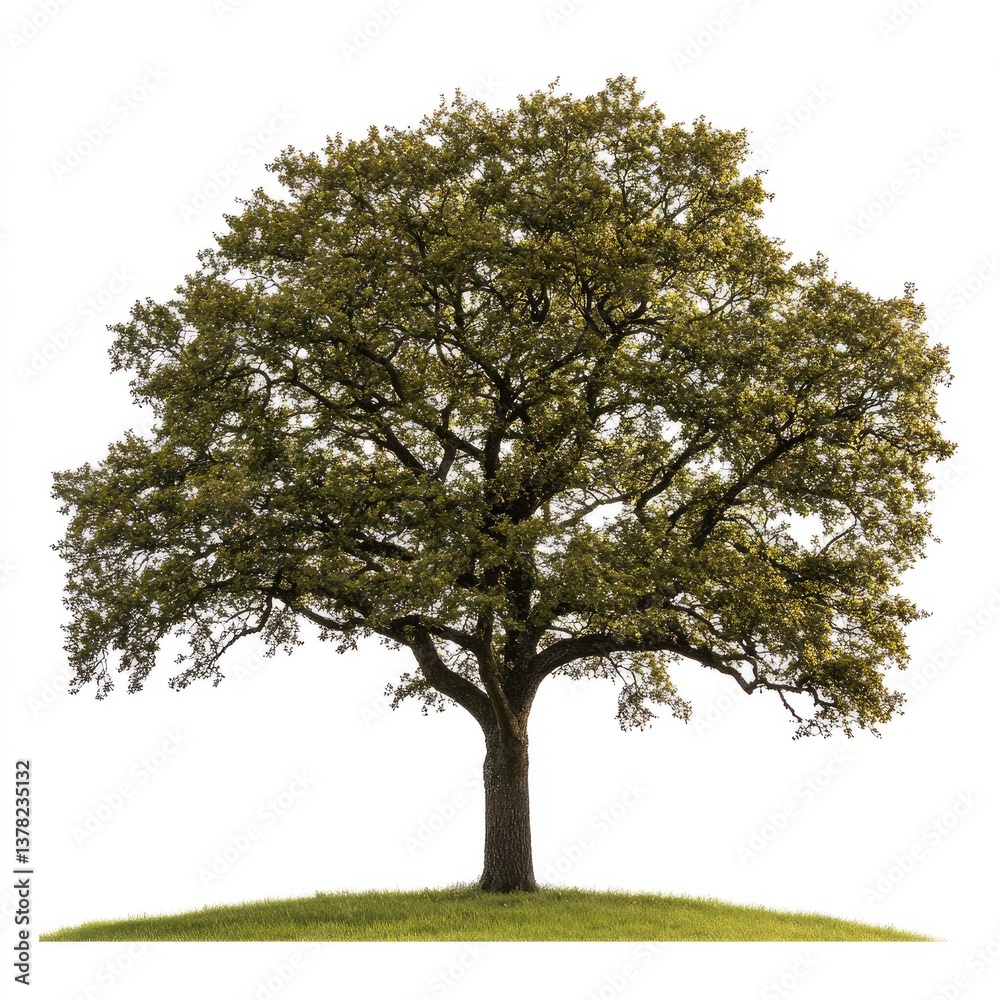 Fototapeta premium Mature oak tree on a grassy knoll