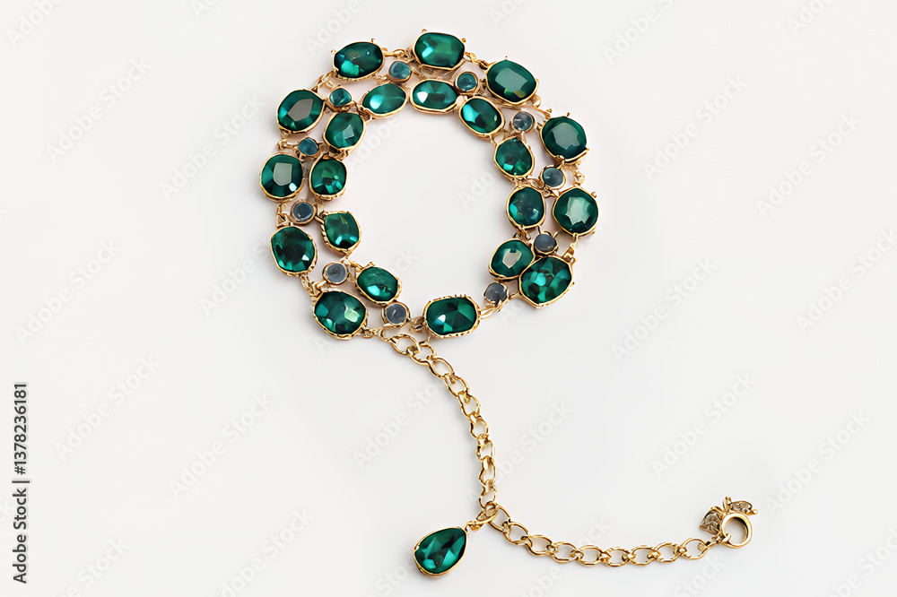 Obraz premium Green Gemstone Gold Bracelet