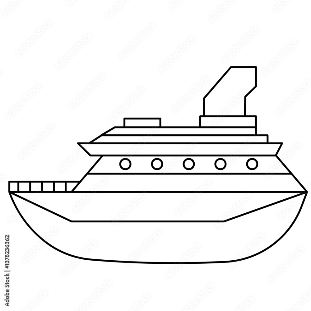 Obraz premium Cruise Ship Coloring Page