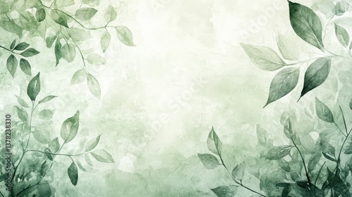 a watercolor painting of green leaves on a white background with space for your text