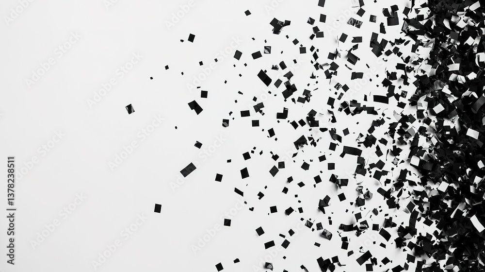 Obraz premium Dynamic black and white confetti explosion abstract setting high-resolution image minimalist style captivating concept