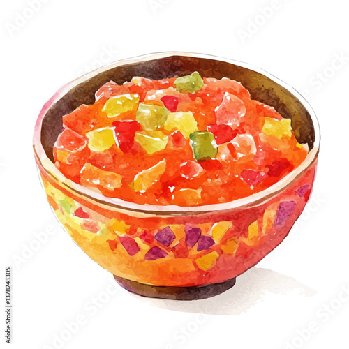 A watercolor vector painting of Gajar Ka Halwa, isolated on a white background.

