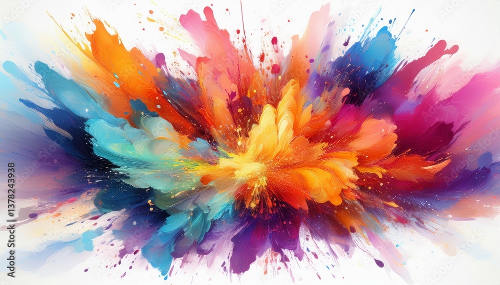 Fototapeta premium vibrant color explosion on white background for artistic design perfect for creative projects graphic design and eye catching visuals in various mediums and formats