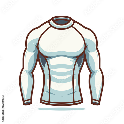 Vector white compression shirt with blue details for athletic wear. Ideal for sportswear collections, fitness apparel and performance clothing marketing.