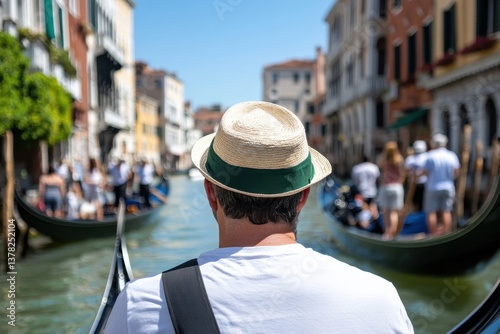 Tourists capture unforgettable moments while enjoying a gondola ride through the picturesque canals of Venice, showcasing the blend of history and scenic beauty.