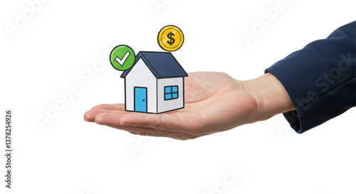 Isolated House in Hand Success Icon