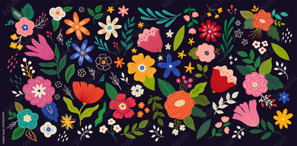 custom made wallpaper toronto digitalBeautiful romantic flower collection with roses, leaves, floral bouquets, flower compositions. Flower background	
