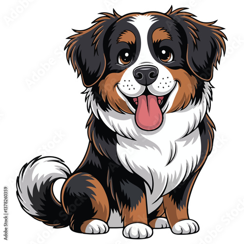 Bernese Mountain Dog Vector illustration happy face Dog Vector illustration