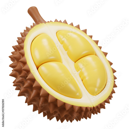 3d durian on white